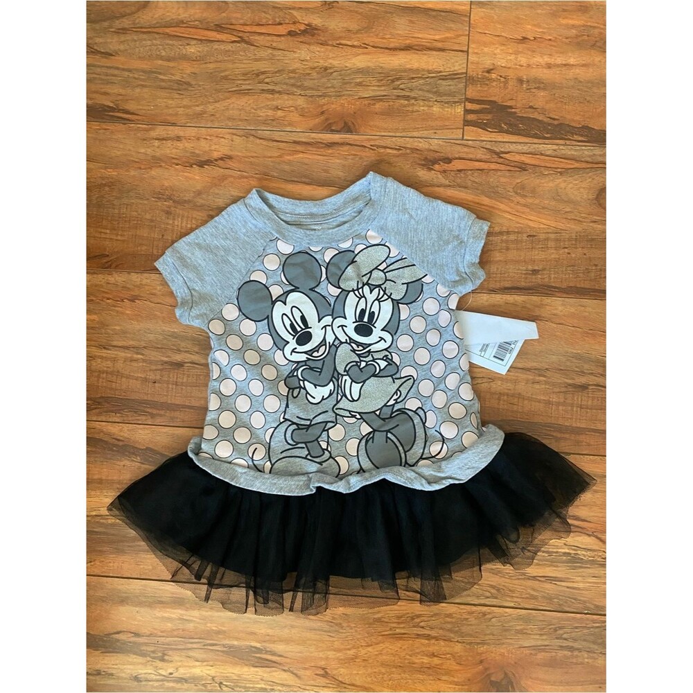 Disney Grey and Black Minnie & Mickey Polka Dot Tutu Dress 2T